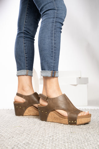 Carley Platform Wedge in Chestnut by Corkys