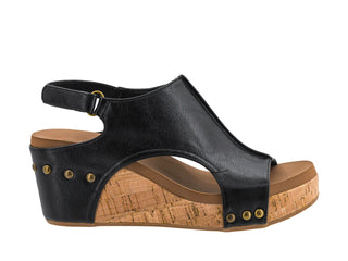 Carley Platform Wedge in Black by Corkys