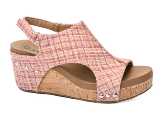 Carley Platform Wedge  in Blush Tweed by Corkys Final Sale