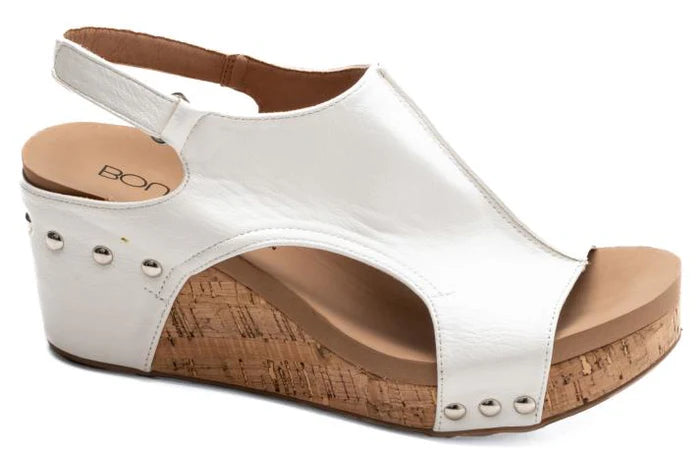 Carley Platform Wedge in White Smooth by Corkys