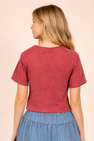 SC Cherry Mineral Washed Knit Fitted Crop Top FINAL SALE