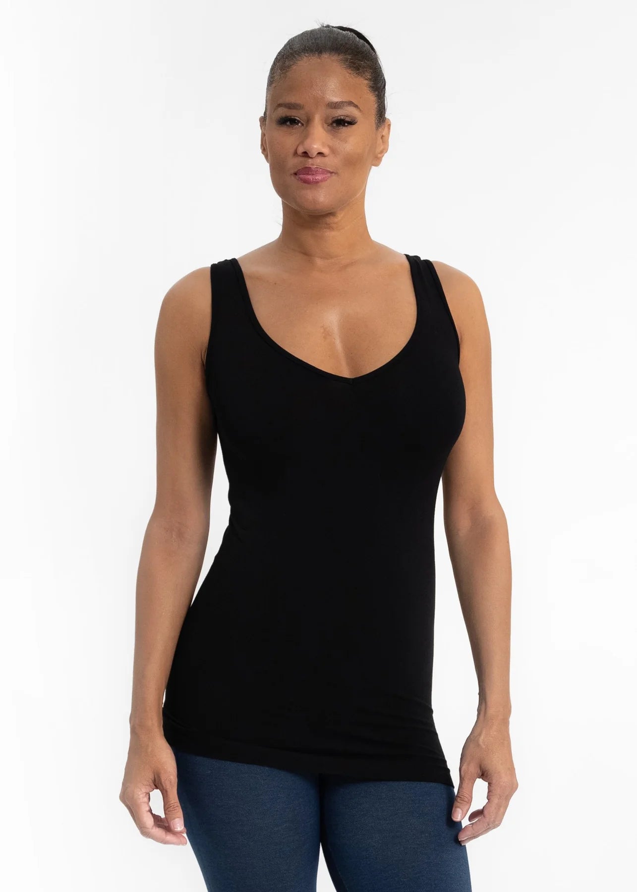 Black Reversible Tank in Long by Elietian