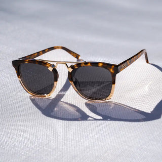 Demi in Crystal Brown Tortoise/Black Lens Polarized Sunglasses