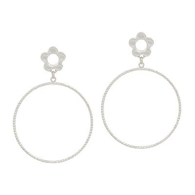 Flower Stud with Open Circle Earring (2 Colors)