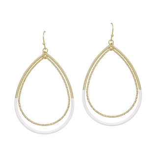 Color Coated Metal with Gold Teardrop 1.75" Earring (3 Colors)