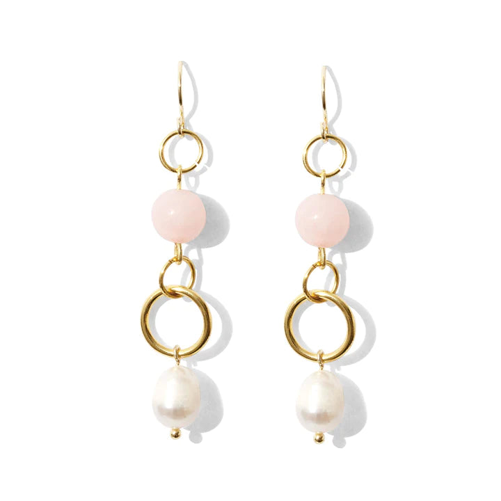Long Pearl Earrings with Stone Accent (3 Colors)