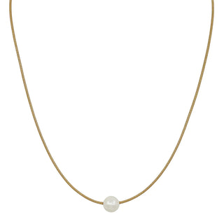 Natural Leather Cord with Freshwater Pearl Pull String Necklace
