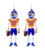 Gameday Football Player Earrings in Orange/Blue
