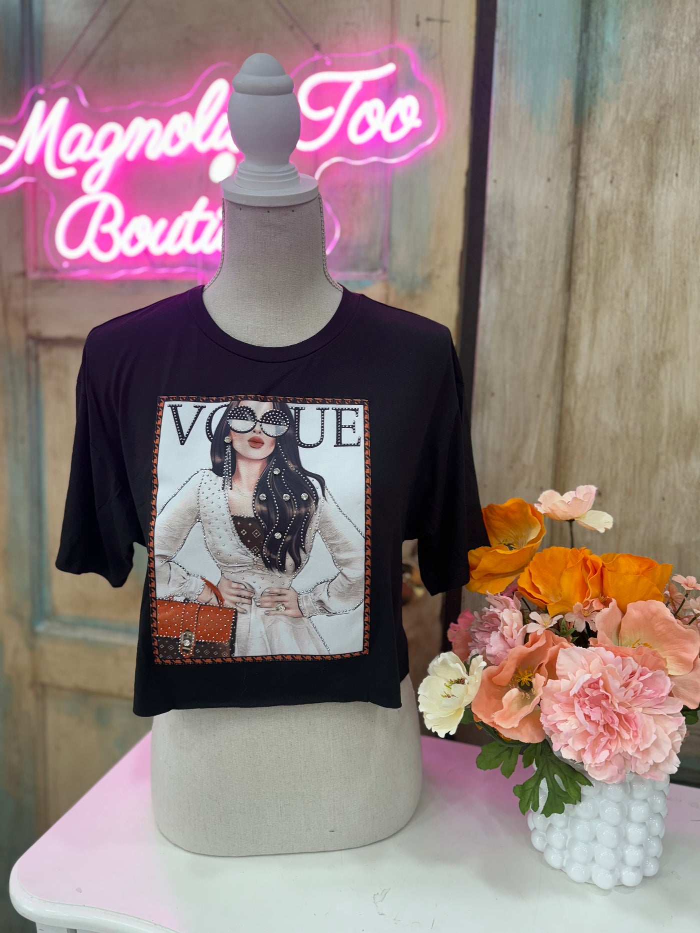 Vogue Girl Cropped Tee w/Purse Patch