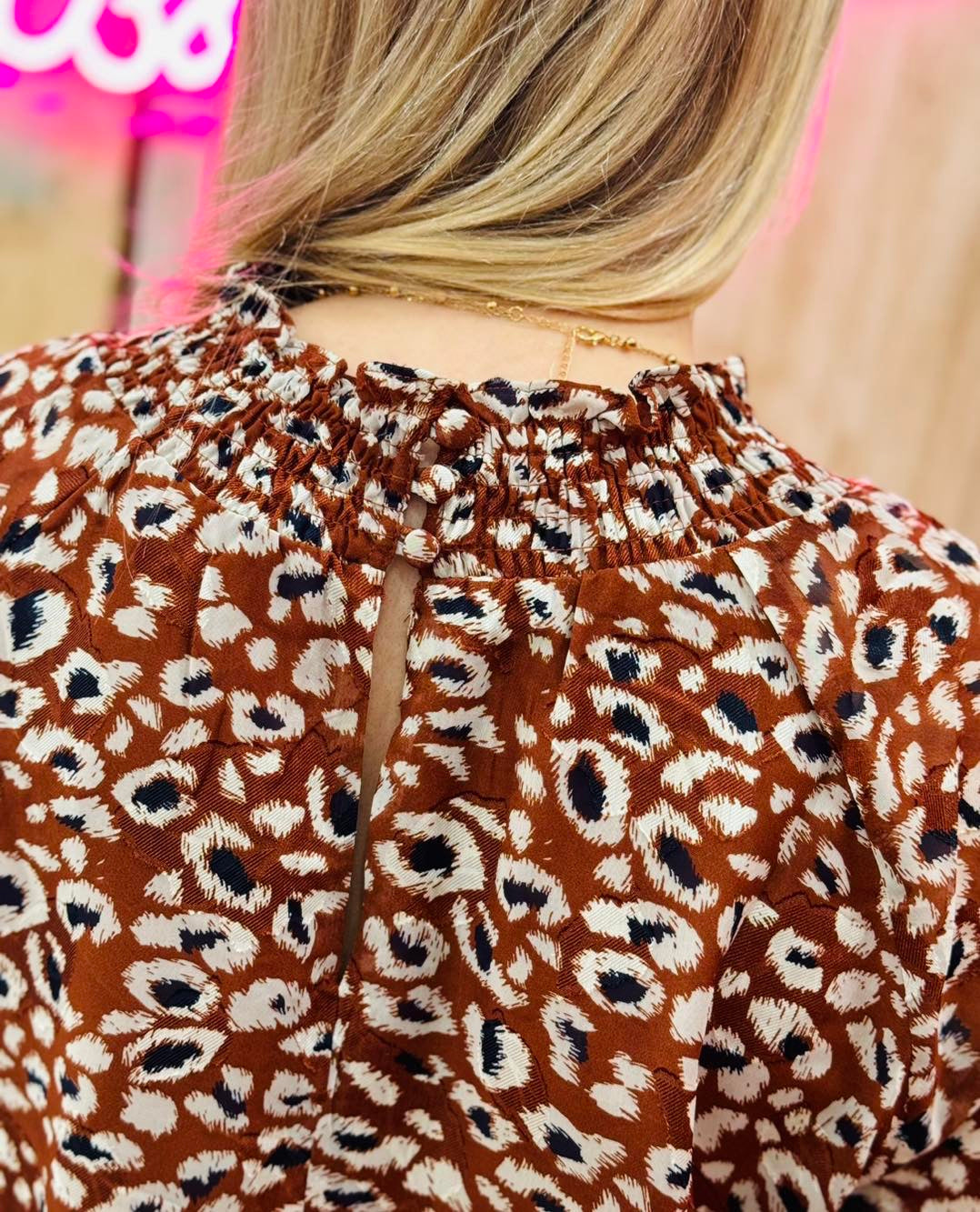 Animal Print Blouse In Mocha Multi