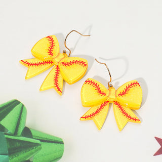 Resin Sports Bow Dangle Earrings (3 Sports)