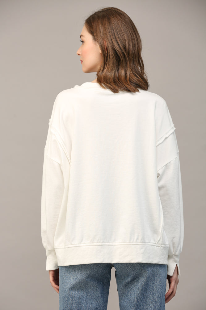 EXPOSED SEAM DETAIL OVERSIZED SWEATSHIRT by FATE