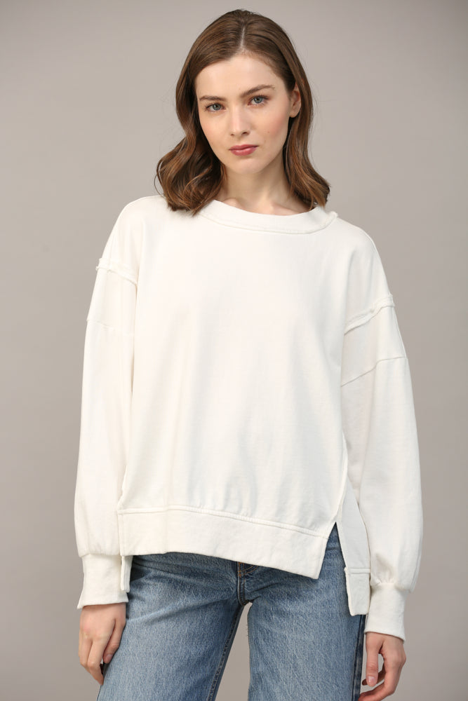 EXPOSED SEAM DETAIL OVERSIZED SWEATSHIRT by FATE