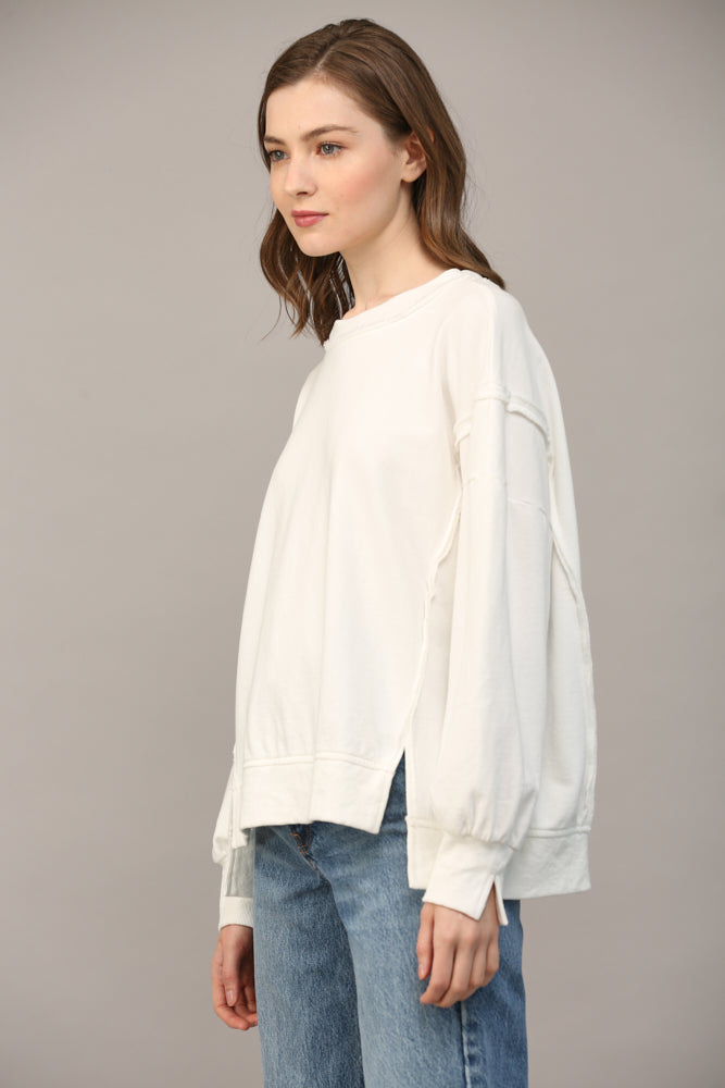 EXPOSED SEAM DETAIL OVERSIZED SWEATSHIRT by FATE