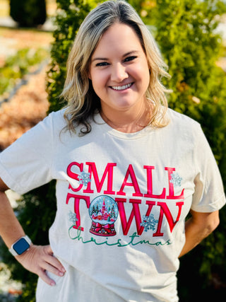 "Small Town Christmas" Tee on Cream Final Sale