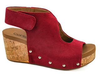 Corkys "Frisky" in Dark Red Faux Suede