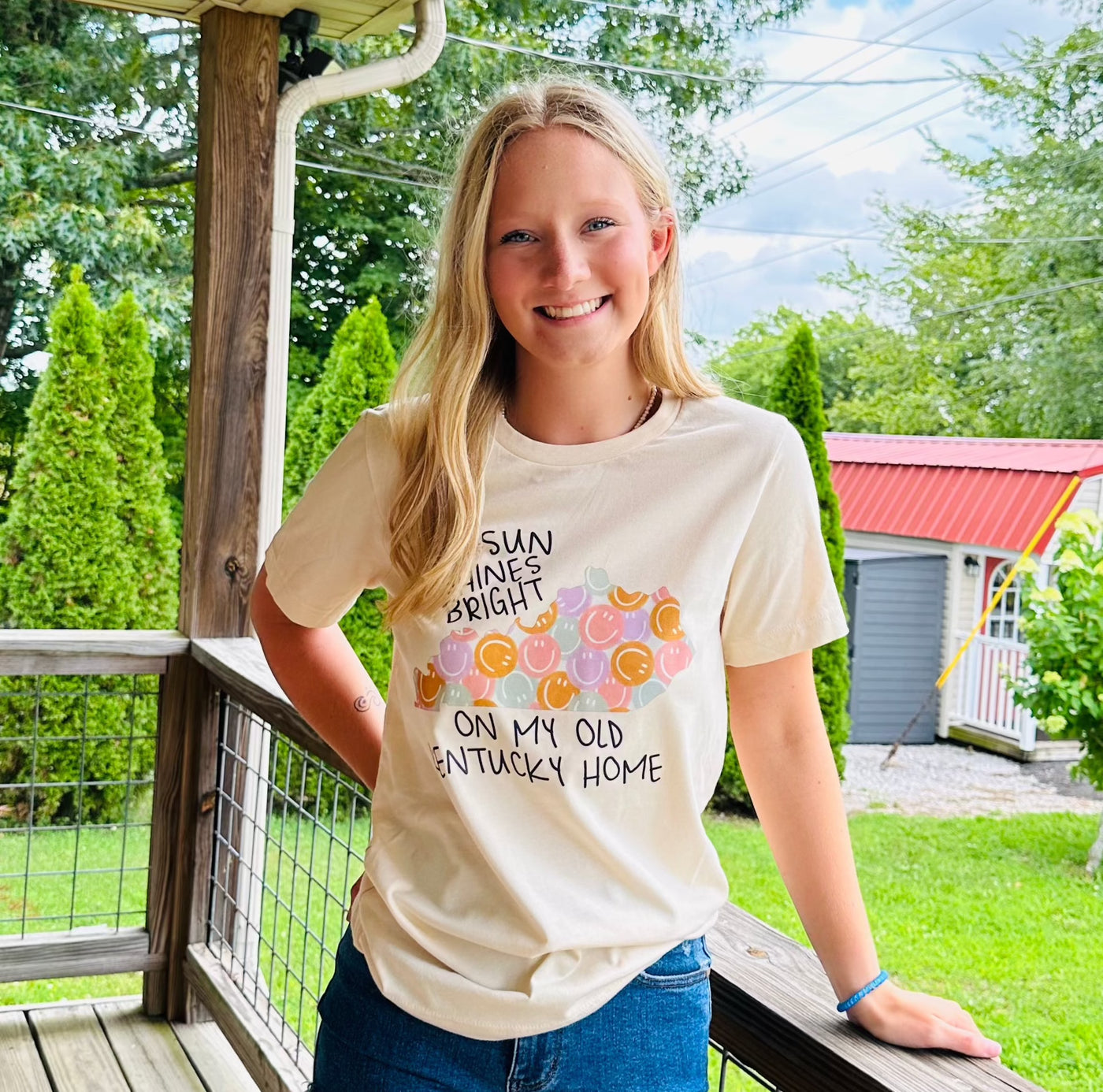 "The Sun Shines Bright on my Old Kentucky Home" Tee in Soft Cream