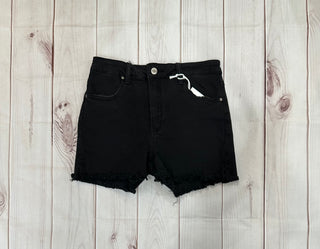 Black Acid Washed Frayed Cutoff Hem Shorts Final Sale