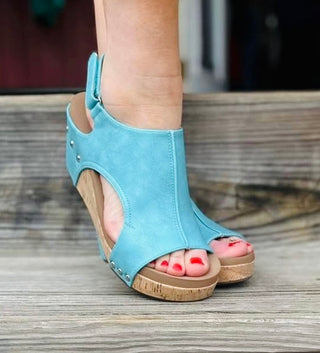 Carley Platform Wedge in Teal by Corkys
