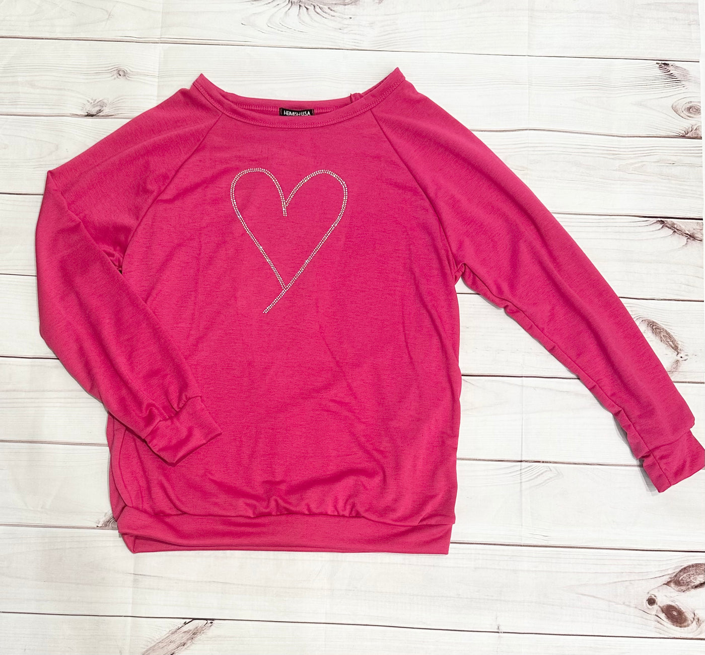 Curvy Radiant Love Fuchsia Rhinestone Heart Sweater