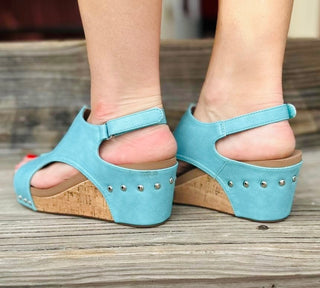 Carley Platform Wedge in Teal by Corkys