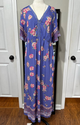 Curvy Printed V-Neck Flutter Sleeve Dress Final Sale