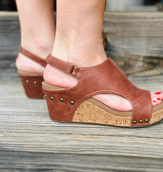 Carley Platform Wedge in Bourbon by Corkys