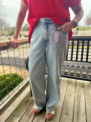 Light Wash Straight Leg Jeans