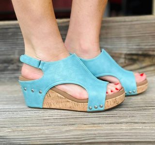 Carley Platform Wedge in Teal by Corkys