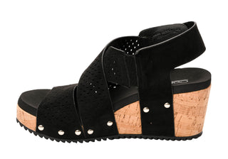 Corkys "Guilty Pleasure" in Black Faux Suede Wedges