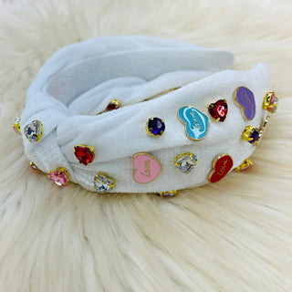 Knotted Headband With Sweet-Heart Candy Details (6 colors)