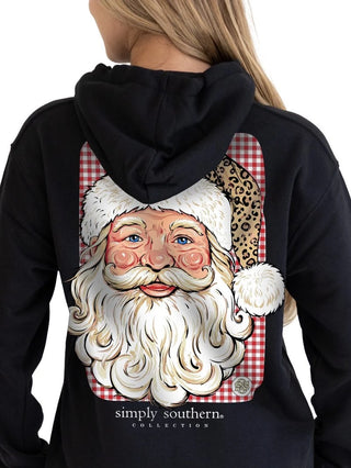Simply Southern Leopard "Merry Vibes Only" Santa Hoodie in Black