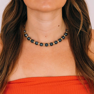 Stars & Stripes Beaded Necklace in Blue by Inspire Designs