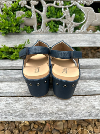 Carley Platform Wedge in Navy by Corkys