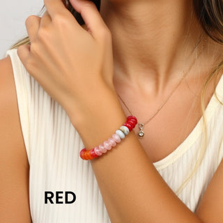 Marbled Acetate Disk Bead Bracelet With Hinged Clasp (5 Colors)