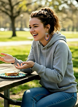 Blue/Orange GAMEDAY: Glitter Football Earrings