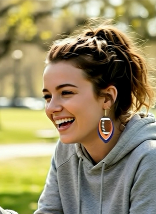 Blue/Orange GAMEDAY: Glitter Football Earrings
