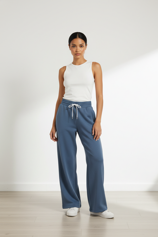 Dusty Blue Scuba Drawstring Pants