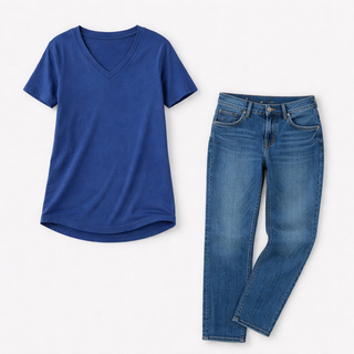 Basic Navy V-neck Short Sleeve Top Final Sale