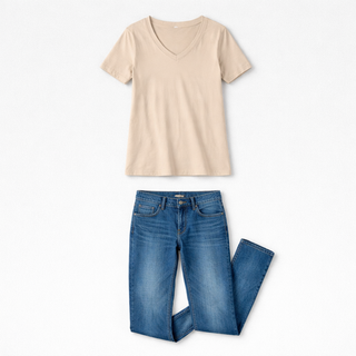 Basic Sand Beige V-neck Short Sleeve Top Final Sale