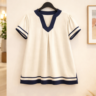 Curvy Oatmeal Linen Ruffle Sleeve Top
