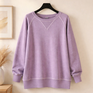 Light Plum Pigment Dyed French Terry Pullover w/ Pockets