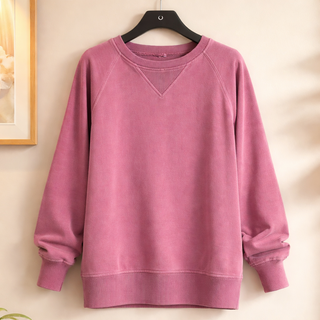 Wine Pigment Dyed French Terry Pullover w/ Pockets
