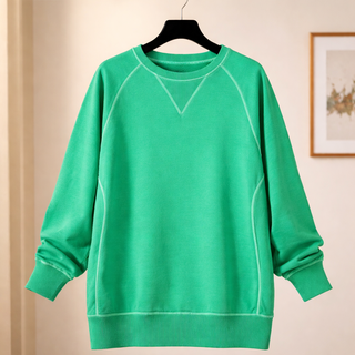 Kelly Green Pigment Dyed French Terry Pullover w/ Pockets
