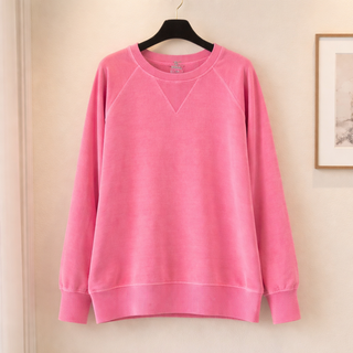 Hot Pink Pigment Dyed French Terry Pullover w/ Pockets Final Sale