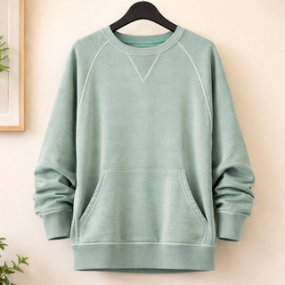 Ash Blue Pigment Dyed French Terry Pullover w/ Pockets