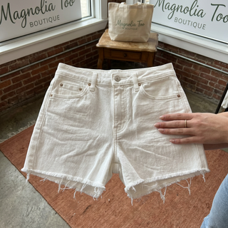 RAW HEM WHITE DENIM SHORTS FINAL SALE