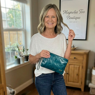 Bed Stu "Cadence" Crossbody/Wristlet in Arctic Teal Driftwood