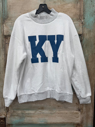 Lt. Grey/White Reversible KY Mockneck Sweatshirt