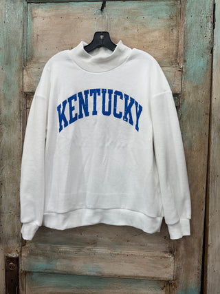 White Reversible Kentucky Mockneck Sweatshirt